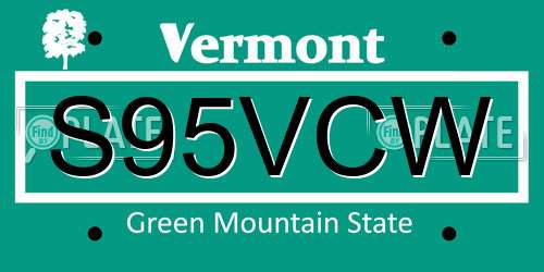 S95VCW Vermont License Plate