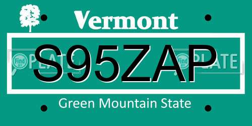 S95ZAP Vermont License Plate