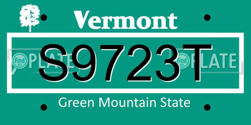 S9723T Vermont License Plate