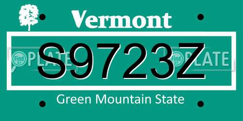S9723Z Vermont License Plate