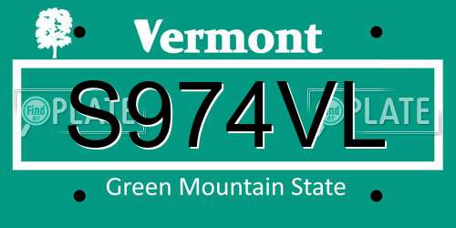 S974VL Vermont License Plate