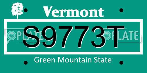 S9773T Vermont License Plate