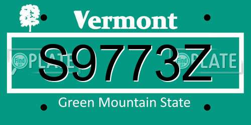S9773Z Vermont License Plate