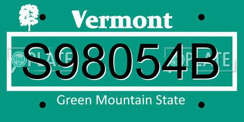 S98054B Vermont License Plate