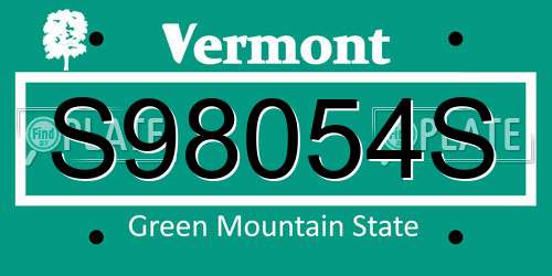 S98054S Vermont License Plate
