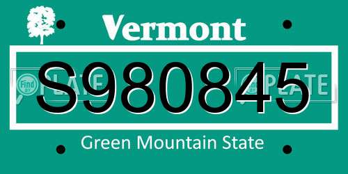S980845 Vermont License Plate