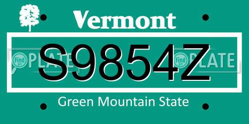 S9854Z Vermont License Plate