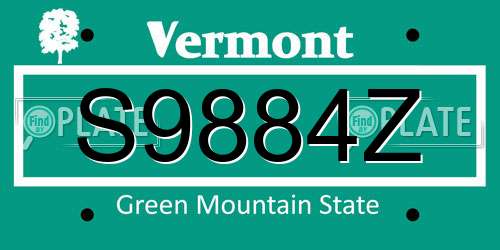 S9884Z Vermont License Plate
