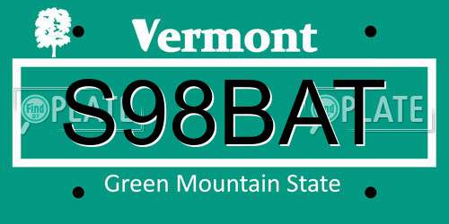 S98BAT Vermont License Plate