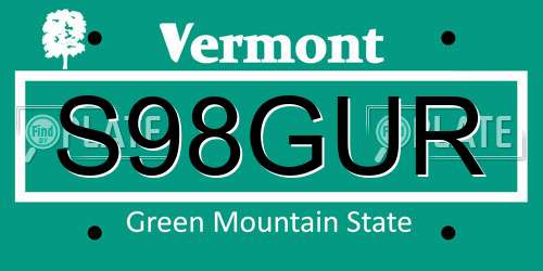S98GUR Vermont License Plate