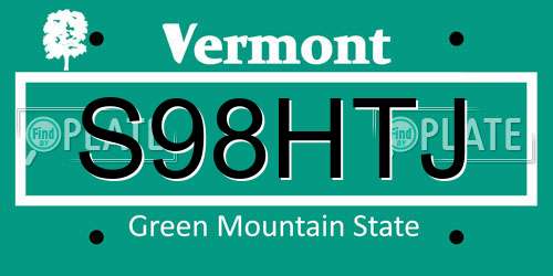 S98HTJ Vermont License Plate
