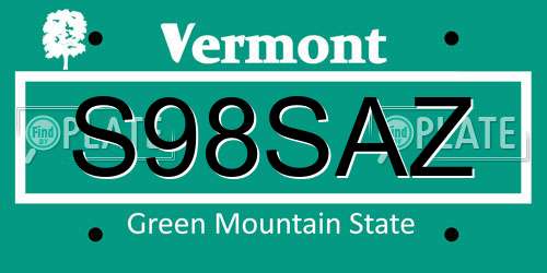 S98SAZ Vermont License Plate