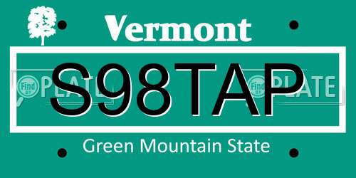 S98TAP Vermont License Plate