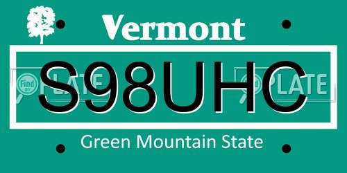 S98UHC Vermont License Plate