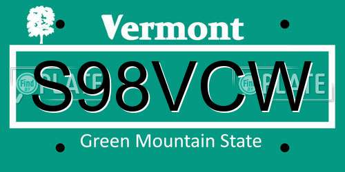 S98VCW Vermont License Plate