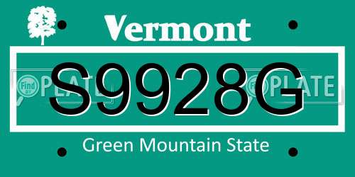 S9928G Vermont License Plate