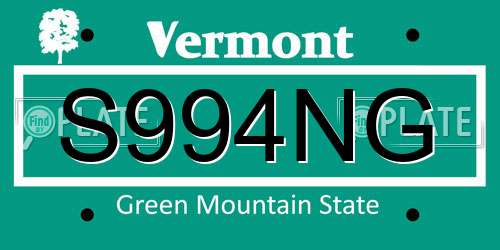 S994NG Vermont License Plate