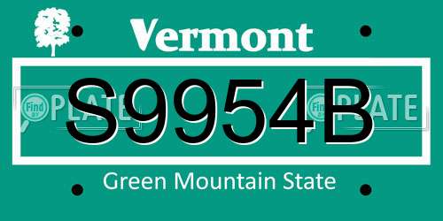 S9954B Vermont License Plate
