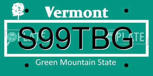S99TBG Vermont License Plate