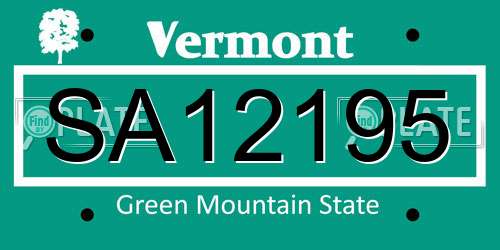 SA12195 Vermont License Plate