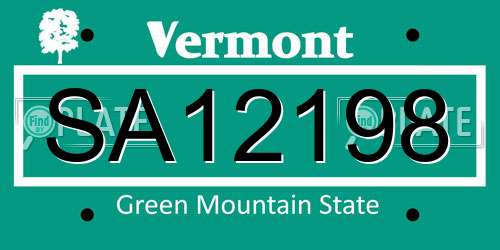 SA12198 Vermont License Plate