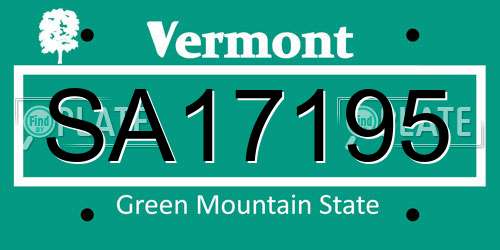 SA17195 Vermont License Plate