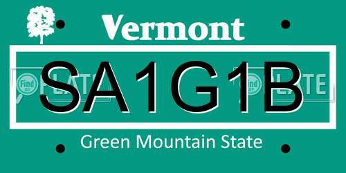 SA1G1B Vermont License Plate