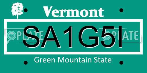 SA1G5I Vermont License Plate