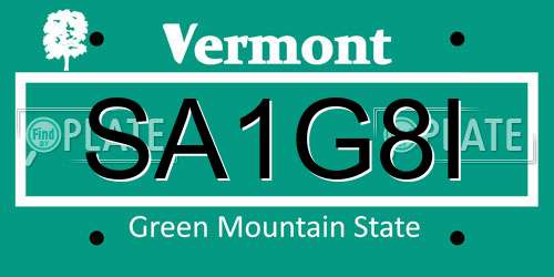 SA1G8I Vermont License Plate