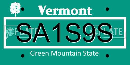 SA1S9S Vermont License Plate