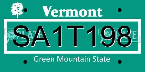 SA1T198 Vermont License Plate
