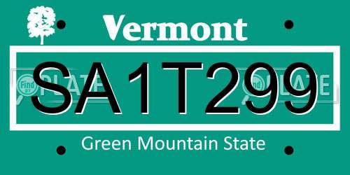 SA1T299 Vermont License Plate