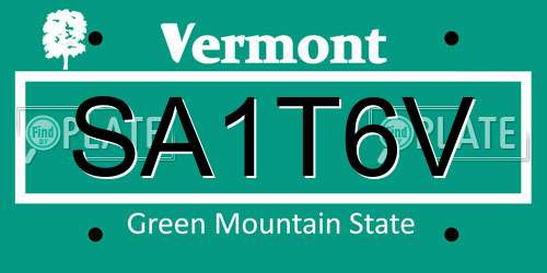 SA1T6V Vermont License Plate