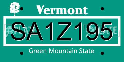 SA1Z195 Vermont License Plate