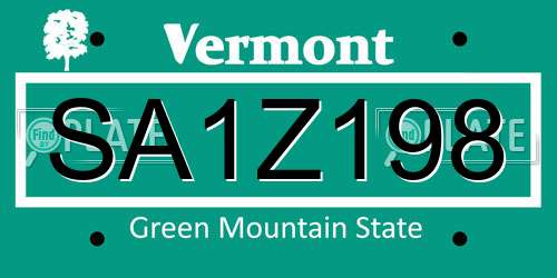 SA1Z198 Vermont License Plate