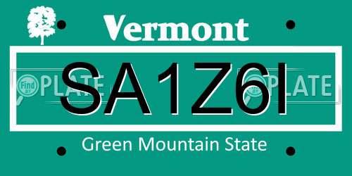 SA1Z6I Vermont License Plate