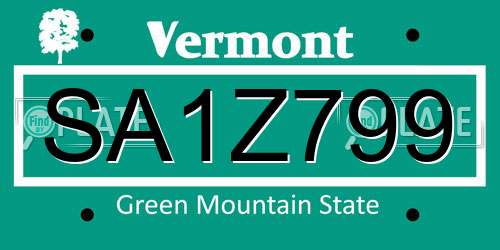 SA1Z799 Vermont License Plate