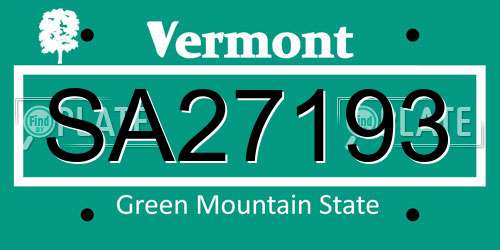 SA27193 Vermont License Plate