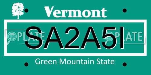SA2A5I Vermont License Plate