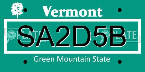SA2D5B Vermont License Plate