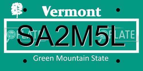 SA2M5L Vermont License Plate