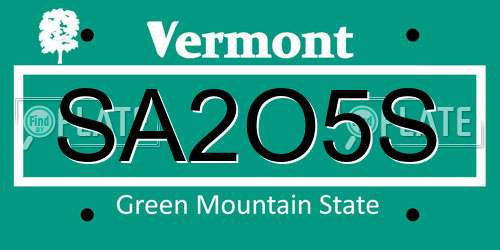 SA2O5S Vermont License Plate