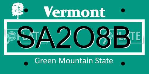 SA2O8B Vermont License Plate