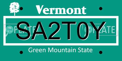 SA2T0Y Vermont License Plate