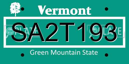 SA2T193 Vermont License Plate