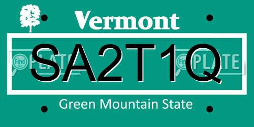 SA2T1Q Vermont License Plate