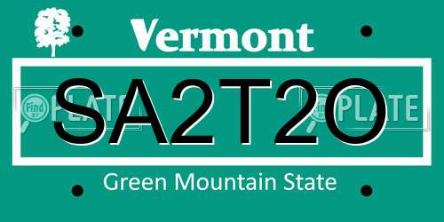 SA2T2O Vermont License Plate
