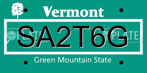 SA2T6G Vermont License Plate