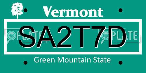 SA2T7D Vermont License Plate