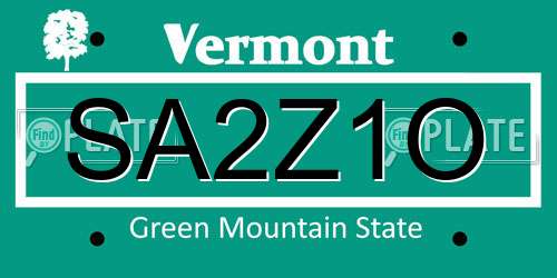 SA2Z1O Vermont License Plate